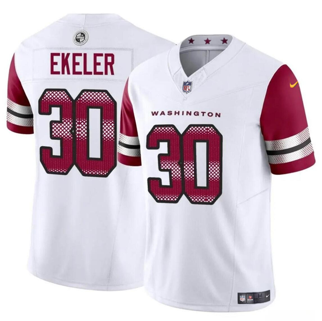 Men's Washington Commanders #30 Austin Ekeler White 2023 F.U.S.E Vapor Limited Stitched Football Jersey